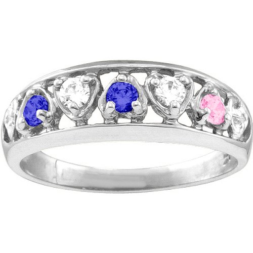 "Lyric" Embedded Hearts Ring with 2-6 stones