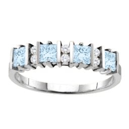 "Echo" 2-6 Princess Cut Stones Ring With Accents