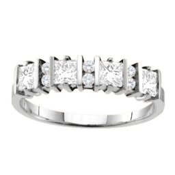 "Echo" 2-6 Princess Cut Stones Ring With Accents