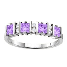 "Echo" 2-6 Princess Cut Stones Ring With Accents
