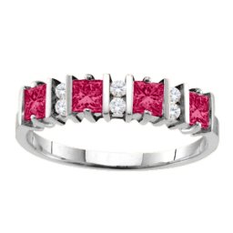 "Echo" 2-6 Princess Cut Stones Ring With Accents