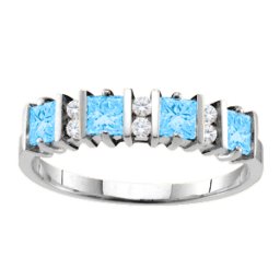"Echo" 2-6 Princess Cut Stones Ring With Accents