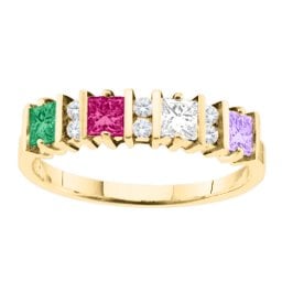 "Echo" 2-6 Princess Cut Stones Ring With Accents