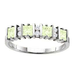 "Echo" 2-6 Princess Cut Stones Ring With Accents