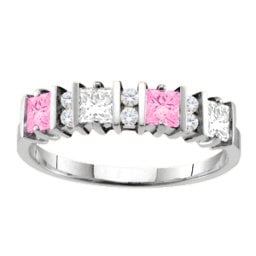 "Echo" 2-6 Princess Cut Stones Ring With Accents