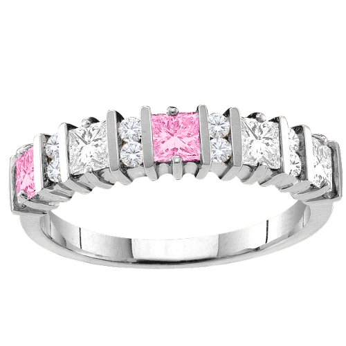 "Echo" 2-6 Princess Cut Stones Ring With Accents