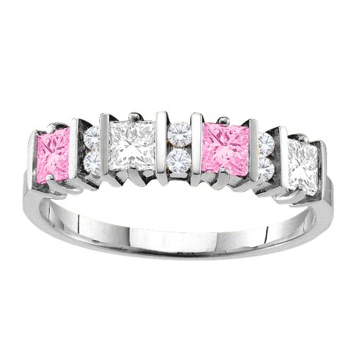 "Echo" 2-6 Princess Cut Stones Ring With Accents