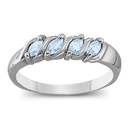 Marquise Gemstone Wave Ring