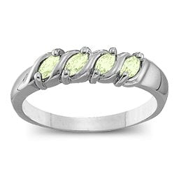 Marquise Gemstone Wave Ring