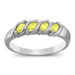 Marquise Gemstone Wave Ring