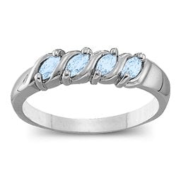 Marquise Gemstone Wave Ring