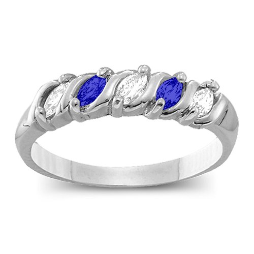 Marquise Gemstone Wave Ring