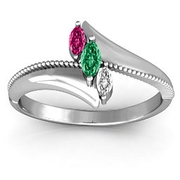 Trois Marquise and Studded Ring