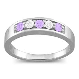 Geometric 3-6 Stones Ring