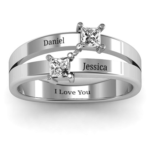 Double Princess Cut Ring
