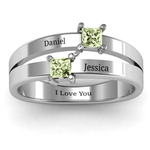 Double Princess Cut Ring