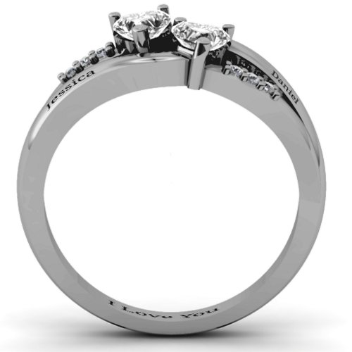 Dual Heart Gemstone Ring with Diamond Accents