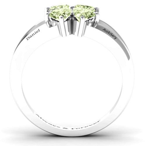 Engravable Clover Heart Cut Gemstone Ring with Split Shank