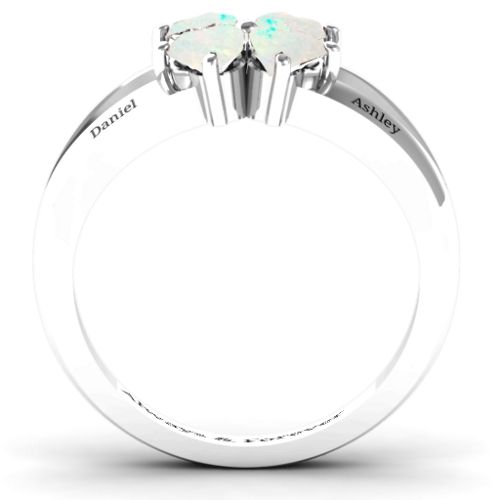 Engravable Clover Heart Cut Gemstone Ring with Split Shank