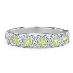 Hugs & Kisses XOXO Ring with 2-5 Stones in 925 Sterling Silver with Peridot