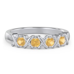 Hugs & Kisses XOXO Ring with 2-5 Stones in 925 Sterling Silver with Citrine