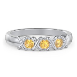 Hugs & Kisses XOXO Ring with 2-5 Stones in 925 Sterling Silver with Citrine
