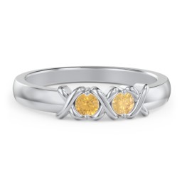 Hugs & Kisses XOXO Ring with 2-5 Stones in 925 Sterling Silver with Citrine
