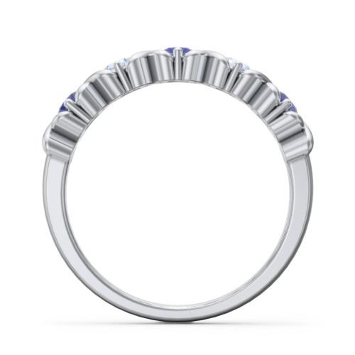 Hugs & Kisses XOXO Ring with 2-5 Stones – Sterling Silver with Blue Sapphire and Aquamarine