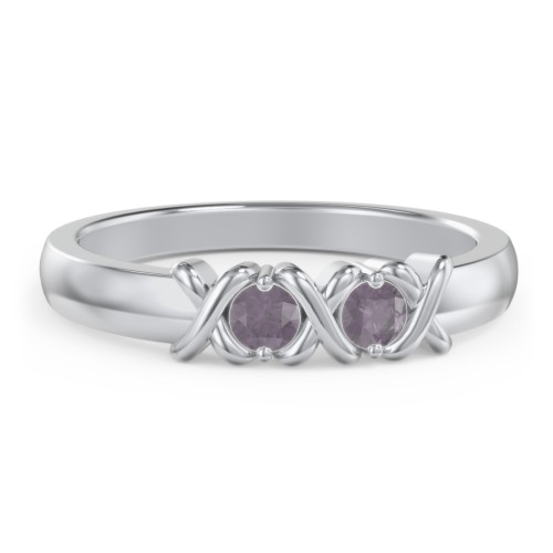 Hugs & Kisses XOXO Ring with 2-5 Stones – Sterling Silver with Alexandrite
