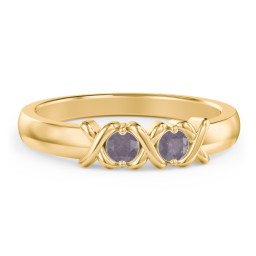 Hugs & Kisses XOXO Ring with 2-5 Stones in 9K Solid Yellow Gold with Alexandrite