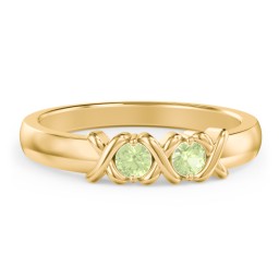 Hugs & Kisses XOXO Ring with 2-5 Stones in 9K Solid Yellow Gold with Peridot