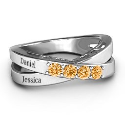 Across My Heart 4-Stone Ring in 925 Sterling Silver with Citrine