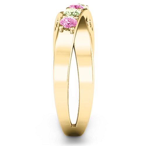Across My Heart 4-Stone Ring – 9kt Yellow Gold with Pink Tourmaline and Peridot