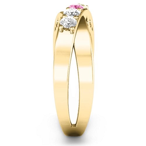 Across My Heart 4-Stone Ring – 9kt Yellow Gold with Diamond, Pink Tourmaline, and Peridot