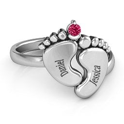 Toe-tally In Love Engravable Birthstone Footprint Ring