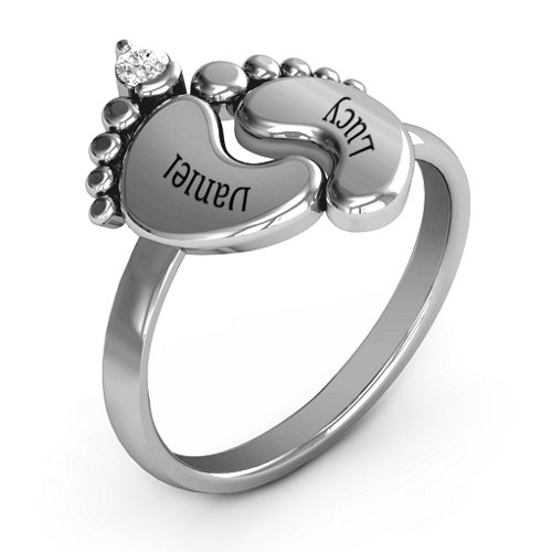 Toe-tally In Love Engravable Birthstone Footprint Ring