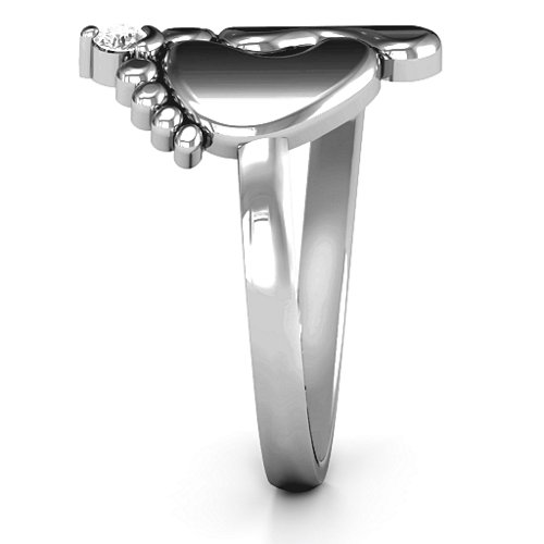 Toe-tally In Love Engravable Birthstone Footprint Ring
