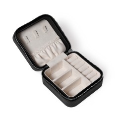 Personalised Square Travel Jewellery Case in Black