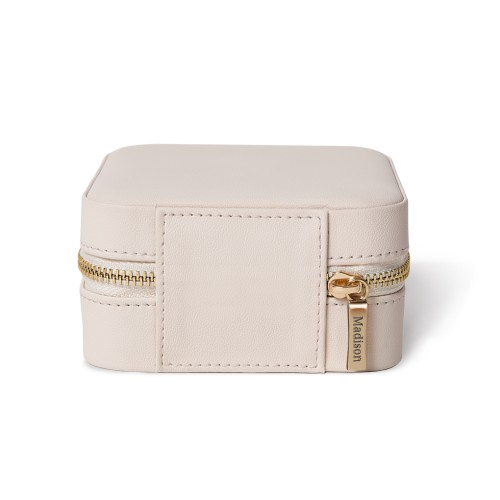 Personalised Square Travel Jewellery Case in Cream
