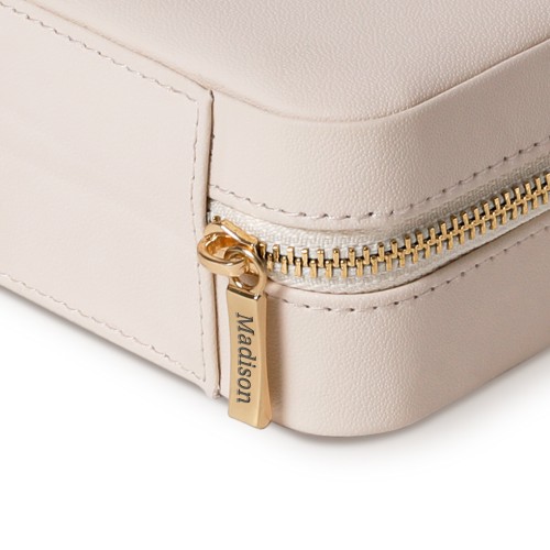 Personalised Square Travel Jewellery Case in Cream