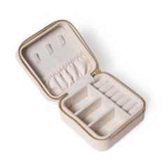 Personalised Square Travel Jewellery Case in Cream