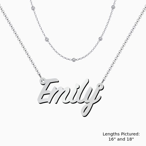 Personalised Name Necklace Layering Set with Ball Station Chain