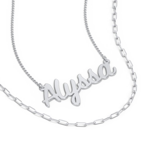 Personalised Name Necklace Layering Set with Paper Clip Chain