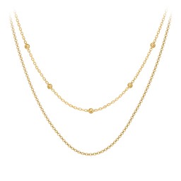 Personalised Necklace Layering Set with Ball Station Chain and Cable Chain in 18K Gold Plated Silver