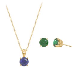 Solitaire Birthstone Necklace and Earrings Set