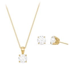 Solitaire Birthstone Necklace and Earrings Set