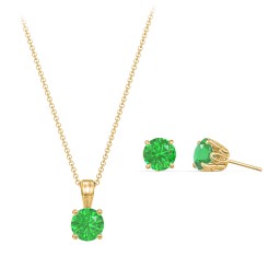 Solitaire Birthstone Necklace and Earrings Set