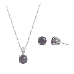 Solitaire Birthstone Necklace and Earrings Set