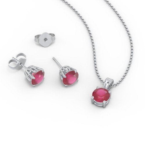 Solitaire Birthstone Necklace and Earrings Set