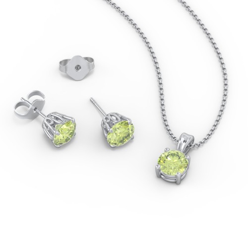 Solitaire Birthstone Necklace and Earrings Set